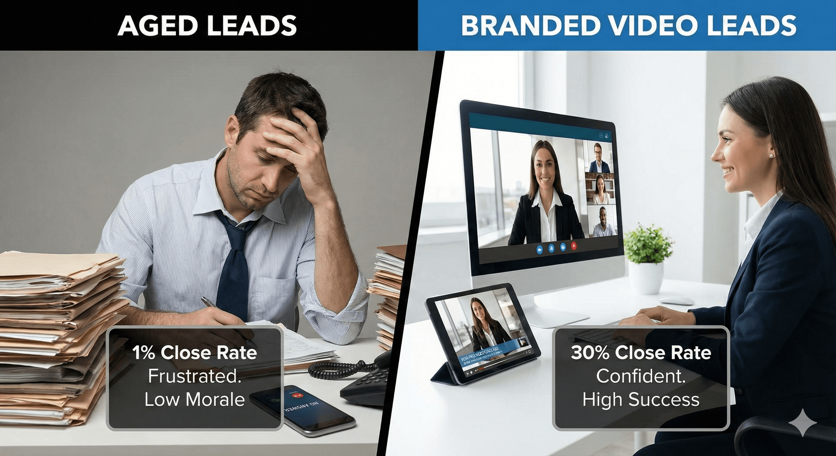 Comparison of aged leads vs branded video leads for IUL agents