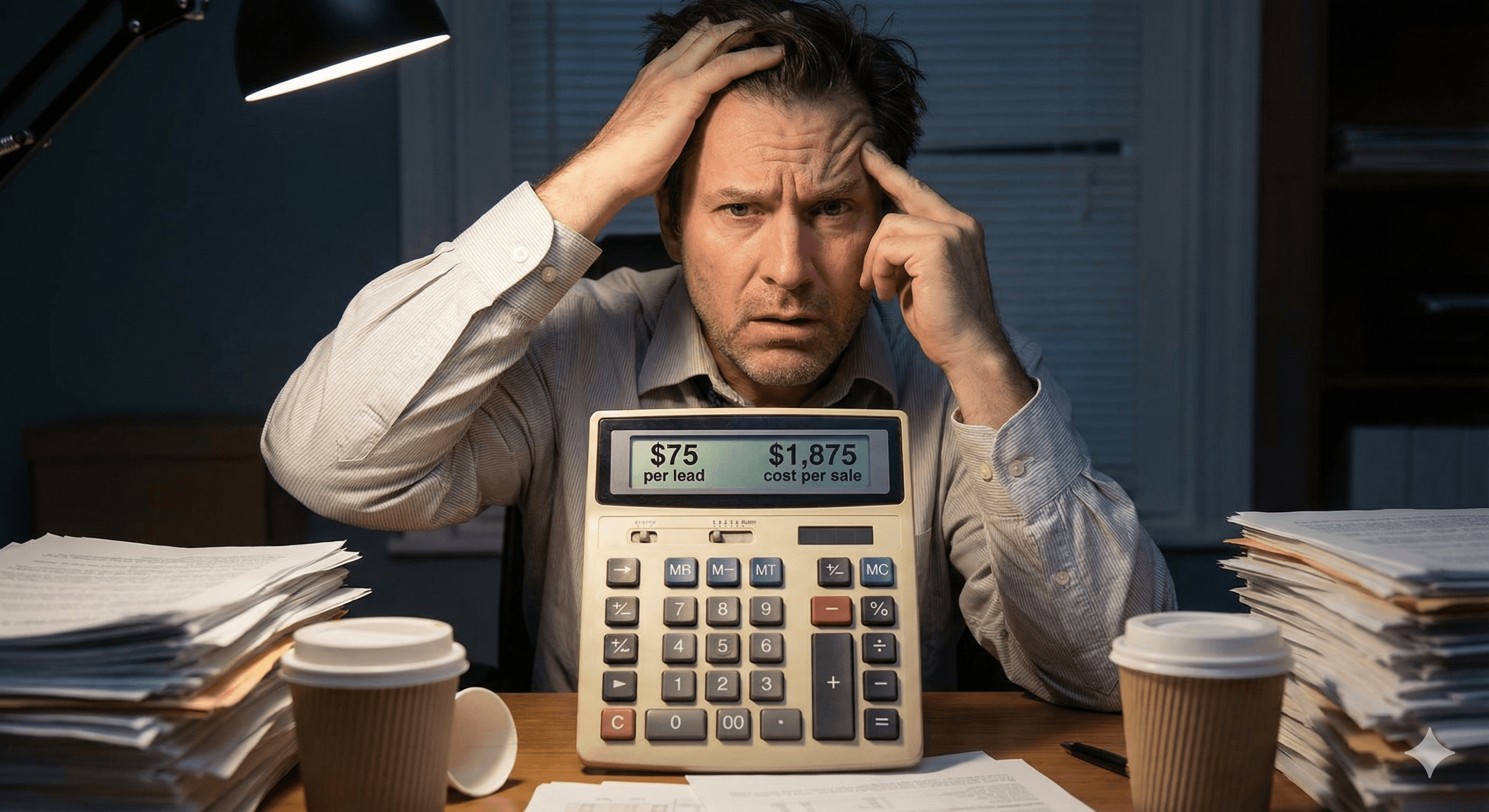 Life insurance agent calculating true cost per sale from exclusive leads