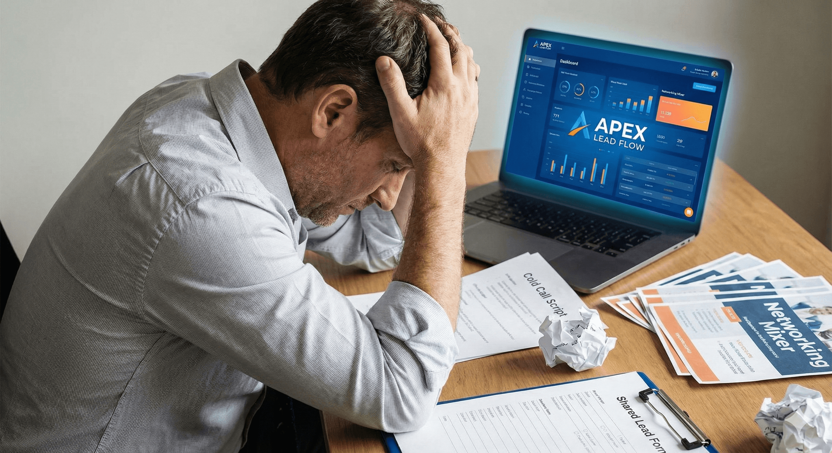 Financial advisor comparing traditional marketing vs branded lead system