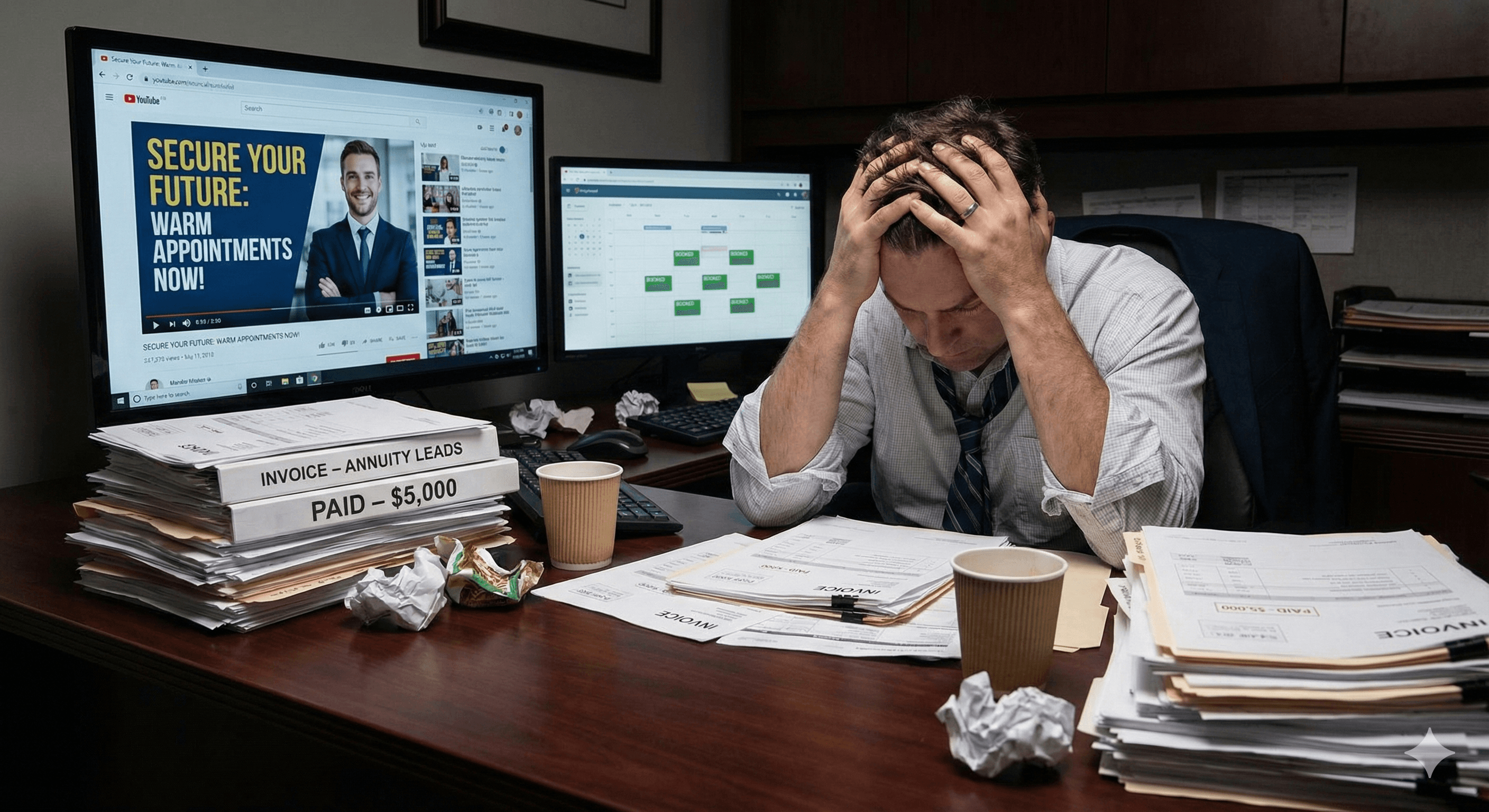 Financial advisor comparing expensive annuity leads vs branded lead generation