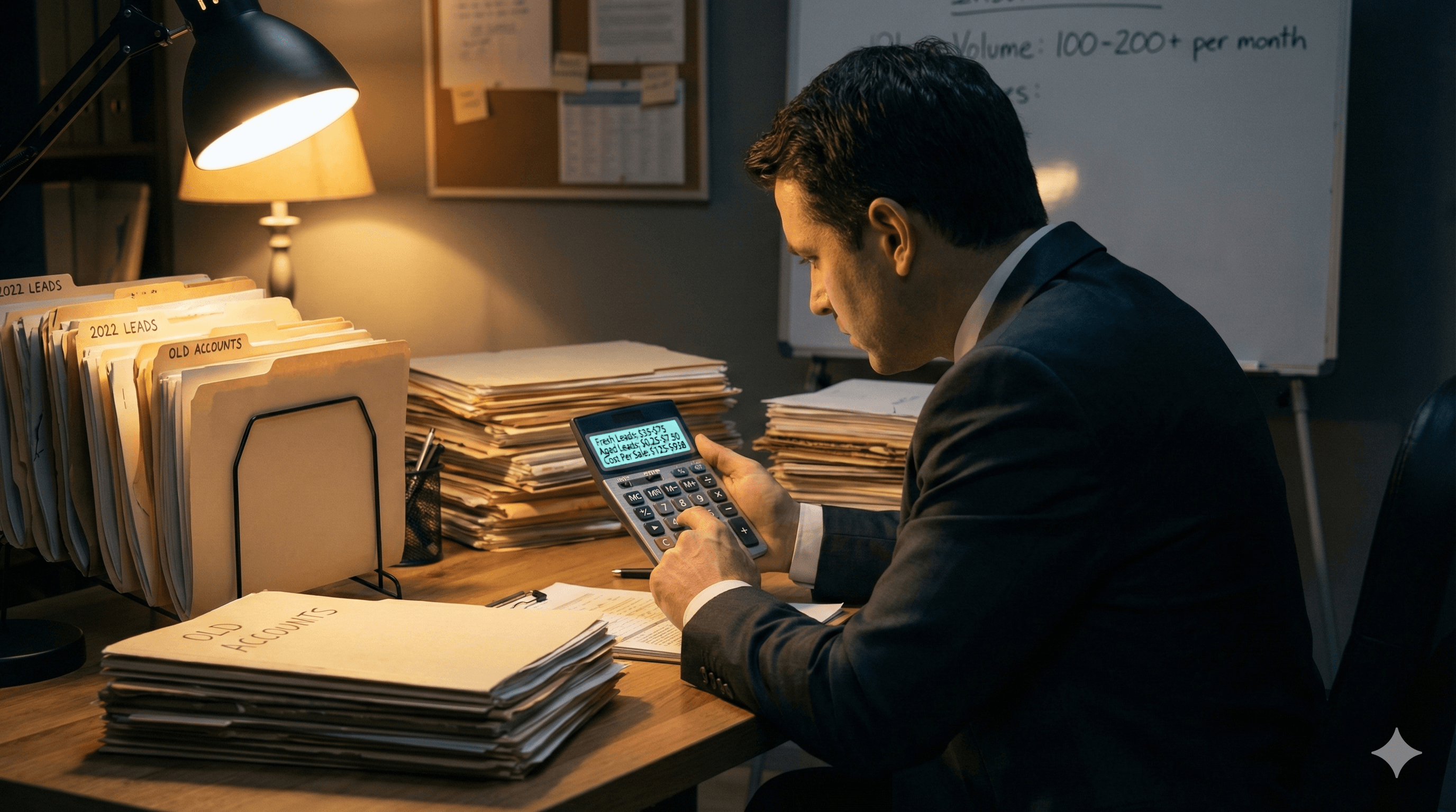 Insurance agent working with aged life insurance leads showing cost comparison